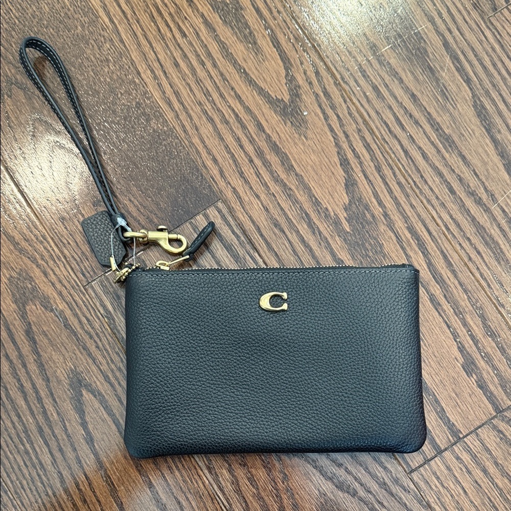 Black Leather Coach Wristlet